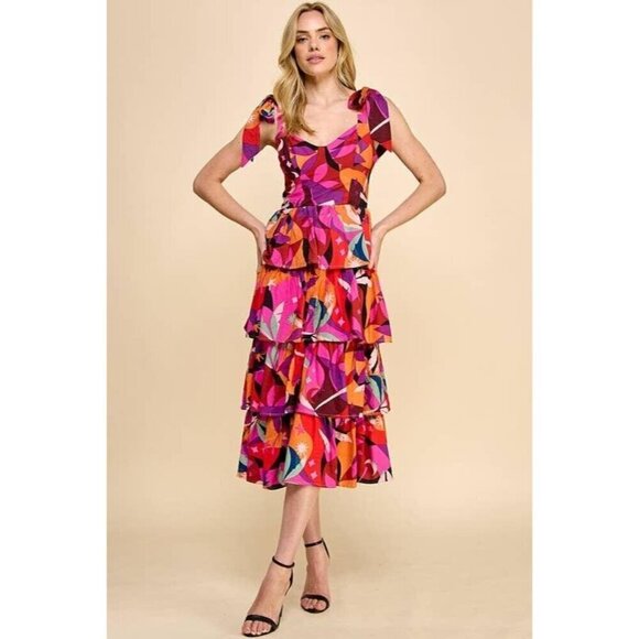 Colorful Abstract Midi Dress - Picture 1 of 7